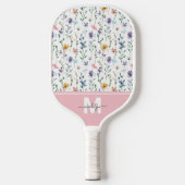 Wilde-Blumen-Monogramm Pickleball Schläger (Vorderseite)