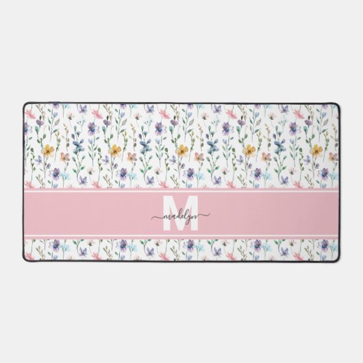 Wilde-Blumen-Monogramm Schreibtischunterlage (Vorderseite)