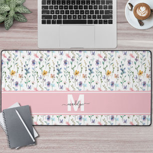 Wilde-Blumen-Monogramm Schreibtischunterlage