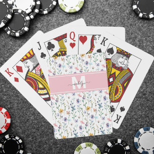 Wilde-Blumen-Monogramm Spielkarten