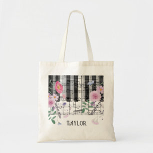Wilde-Blumen-Musik-Klavier-Name Tragetasche