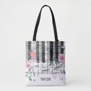 Wilde Blumen Musiknoten Klavier Tasche