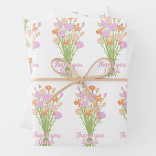 Wilde Blumen Pastell-Junggesellinnen-Abschiedspart Geschenkpapier Set