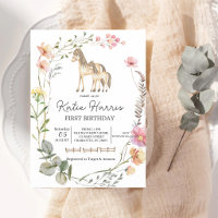 Wilde-Blumen-Pferd-Geburtstags-Einladung