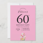 Wilde Blumen Rosa 60. Geburtstag Einladung (Vorderseite)