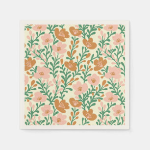Wilde Blumen Rosa Blüten Florale Babyparty Benutze Serviette