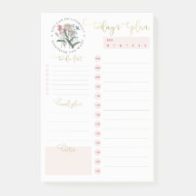 Wilde Blumen Rosa Gold Tägliche Planungs-To-Do-Lis