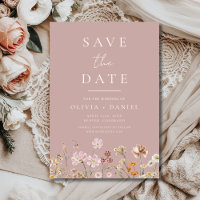 Wilde Blumen Rosa Mauve Boho Hochzeitseinladung提前通