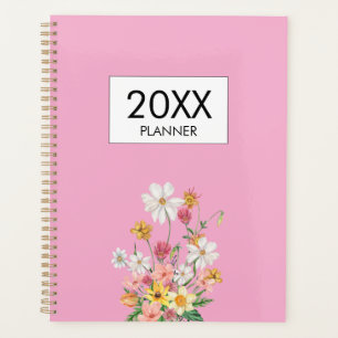 Wilde Blumen Rosa Personalisiert Planer