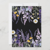 Wilde Blumen Rustikale Boho Schwarze Hochzeit Einladung (Rückseite)