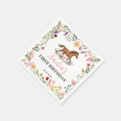 Wilde Blumen Rustikales Pferdemädchen Geburtstagsf Serviette (Ecke)