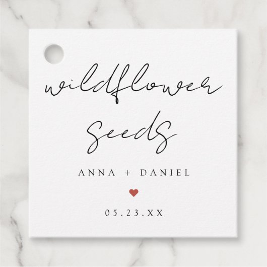 Wilde-Blumen-Samen-Päckchen als Hochzeitsgeschenk Geschenkanhänger (Vorderseite)