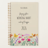 Wilde Blumen Schmetterling Biene Positive Affirmat Planer (Vorderseite)