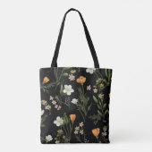 Wilde Blumen schwarzer Hintergrund Tasche (Rückseite)