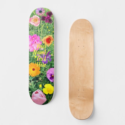 Wilde Blumen Skateboard (Vorderseite)