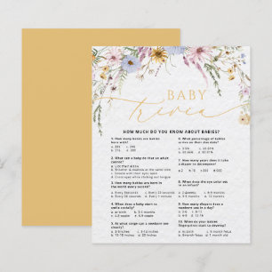 Wilde Blumen Süße Baby-Trivia-Baby-Shower-Spielkar