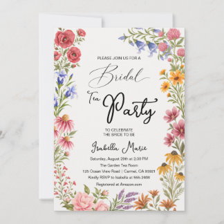 Wilde-Blumen-Teeparty-Brautabschieds-Einladung Einladung