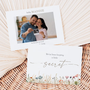 Wilde-Blumen-Ultraschall-Babys-Foto-Ankündigungska Einladung