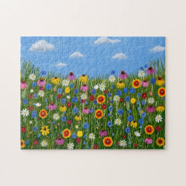 Wilde Blumen und blauer Himmel Puzzle