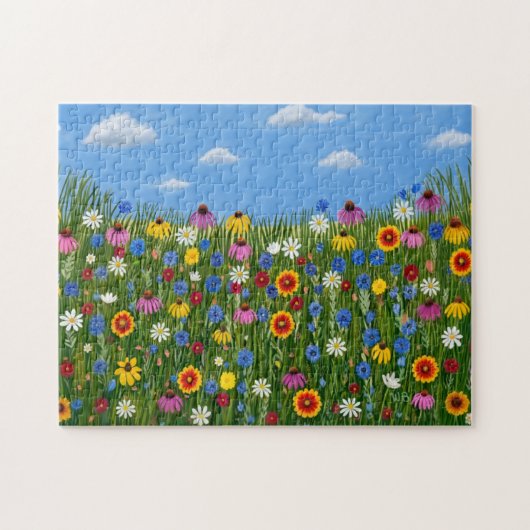 Wilde Blumen und blauer Himmel Puzzle (Horizontal)