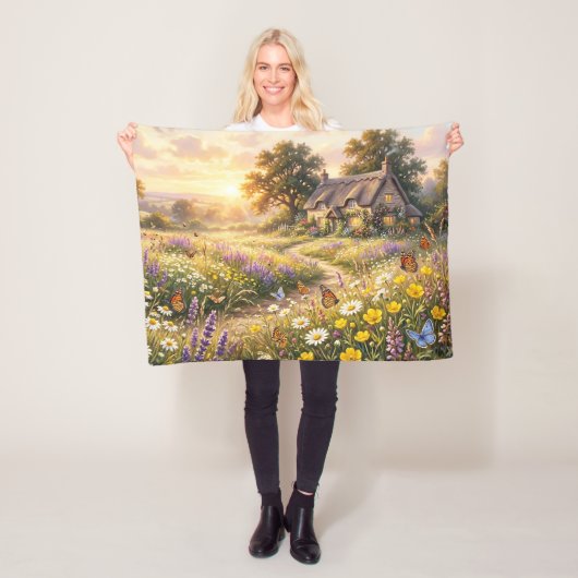 Wilde Blumen und ein süßes Cottage Fleecedecke (Beispiel)