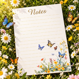 Wilde Blumen und Schmetterlinge Ästhetik linierte Post-it Klebezettel