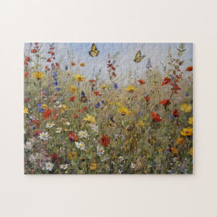 Wilde Blumen und Schmetterlinge Puzzle