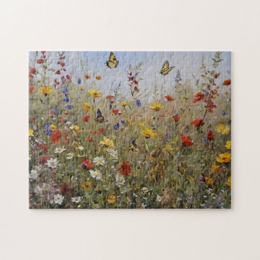 Wilde Blumen und Schmetterlinge Puzzle (Horizontal)