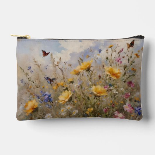 Wilde Blumen und Schmetterlinge Zubehörtasche (Vorderseite)