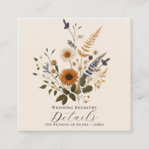 Wilde Blumen Vintage Blumenstrauß Boheme-Details Quadratische Visitenkarte
