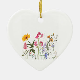 Wilde Blumen, Vintage-Botanik Pastell-Blumen Keramik Ornament