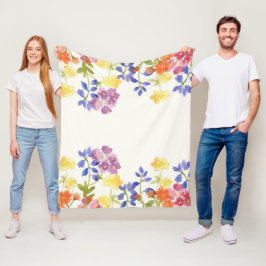 Wilde Blumen-Wasserfarbe-bunte Fleece-Decke Fleecedecke