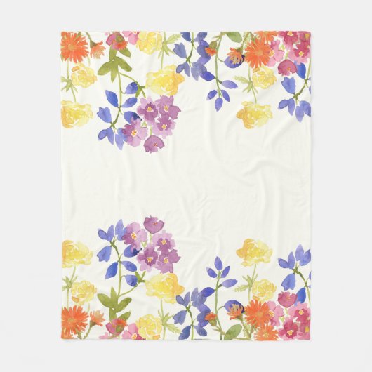 Wilde Blumen-Wasserfarbe-bunte Fleece-Decke Fleecedecke (Vorderseite)