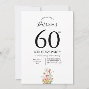 Wilde Blumen Weiß 60. Geburtstag Einladung