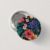 Wilde-Blumen-Wiederholungsmuster Button (Vorne & Hinten)