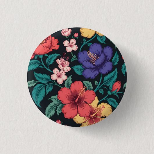 Wilde-Blumen-Wiederholungsmuster Button (Vorderseite)