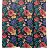 Wilde-Blumen-Wiederholungsmuster Duschvorhang (Vorderseite)