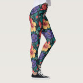 Wilde-Blumen-Wiederholungsmuster Leggings (Rechts)