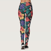 Wilde-Blumen-Wiederholungsmuster Leggings (Rückseite)
