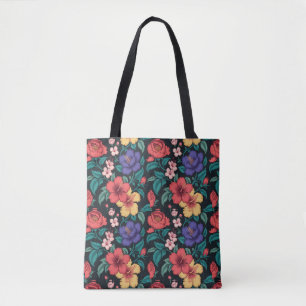 Wilde-Blumen-Wiederholungsmuster Tasche