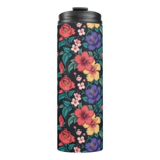 Wilde-Blumen-Wiederholungsmuster Thermosbecher (Vorderseite)