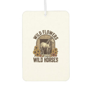 Wilde Blumen Wilde Pferde Vintage Western-Shirt De Autolufterfrischer