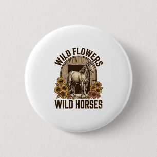 Wilde Blumen Wilde Pferde Vintage Western-Shirt De Button
