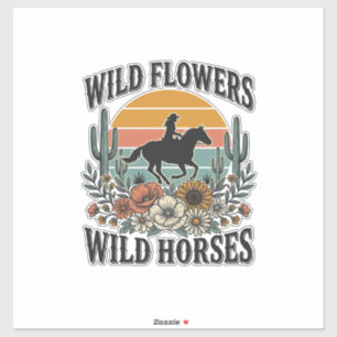 Wilde Blumen Wilde Pferde Western Blumenhemd Desi Aufkleber