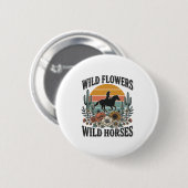 Wilde Blumen Wilde Pferde Western Blumenhemd Desi Button (Vorne & Hinten)