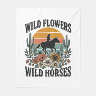 Wilde Blumen Wilde Pferde Western Blumenhemd Desi Fleecedecke