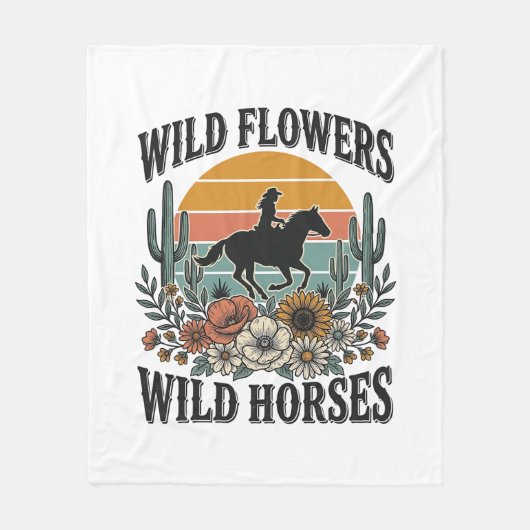 Wilde Blumen Wilde Pferde Western Blumenhemd Desi Fleecedecke (Vorderseite)