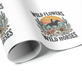 Wilde Blumen Wilde Pferde Western Blumenhemd Desi Geschenkpapier (Rolleneckpunkt)