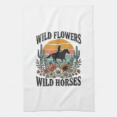 Wilde Blumen Wilde Pferde Western Blumenhemd Desi Geschirrtuch (Vertikal)