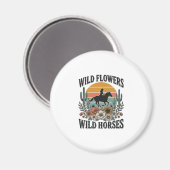 Wilde Blumen Wilde Pferde Western Blumenhemd Desi Magnet (Vorderseite/Rückseite)
